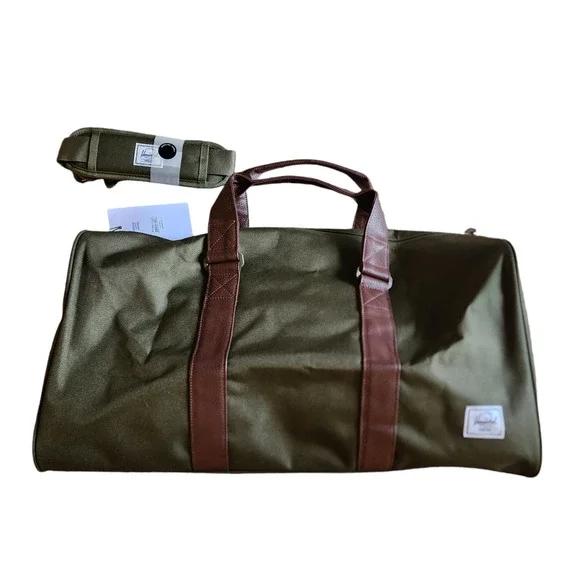 Herschel Supply Ravine Duffel Bag Ivy Green Faux Leather Handle